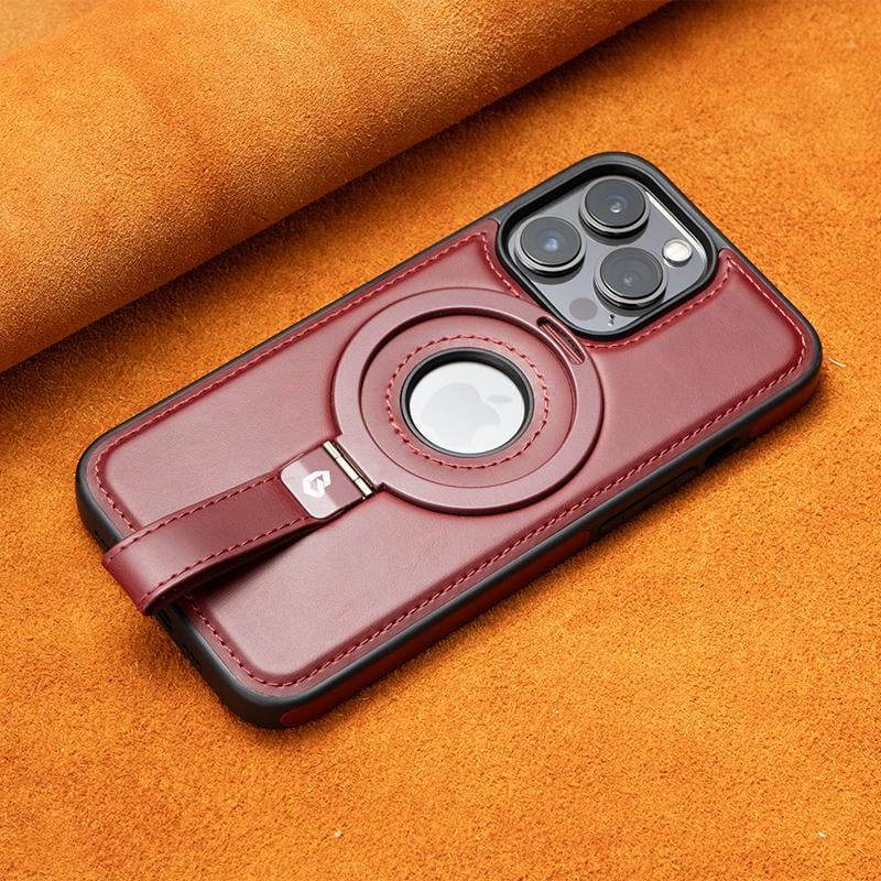 Upgraded Version with Lanyard - Full-Coverage Shockproof Leather Magnetic Stand iPhone Case