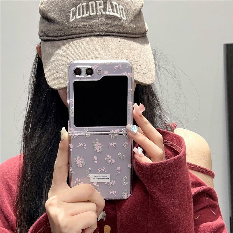 Floral bow phone case for Galaxy Z Flip 3/Galaxy Z Flip 4/Galaxy Z Flip 5/Galaxy Z Flip 6