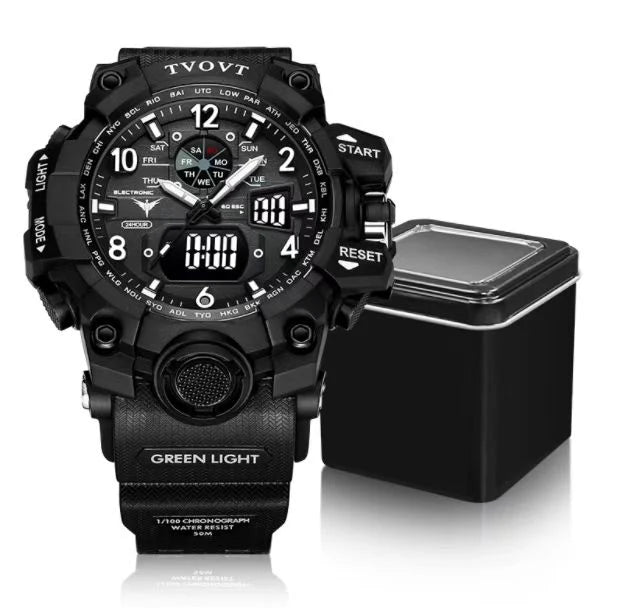 Men's TVOVT Waterproof Double Dial Led Sport Watch