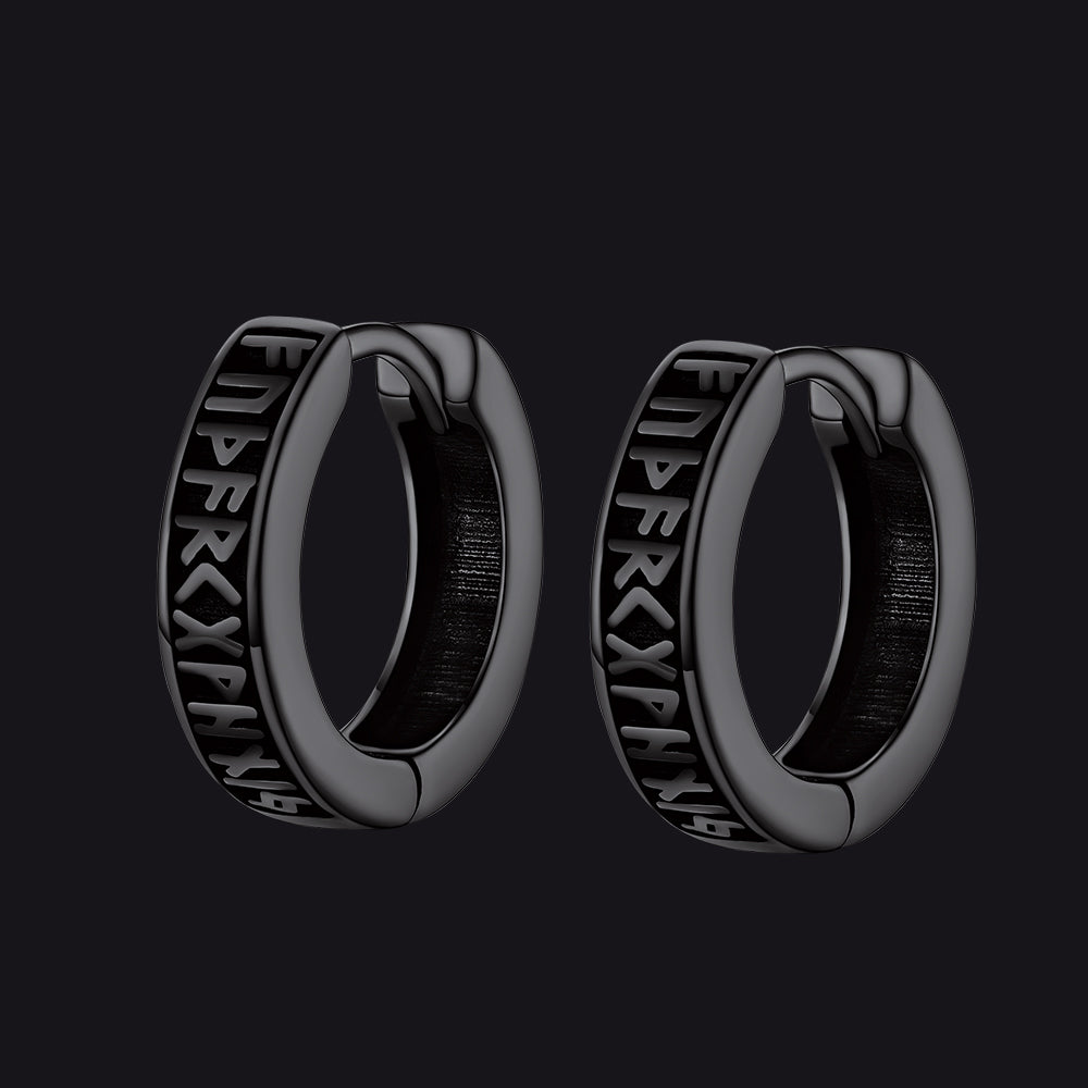 【Buy 1 Get 1 Free】Norse Viking Runes Hoop Earrings For Men