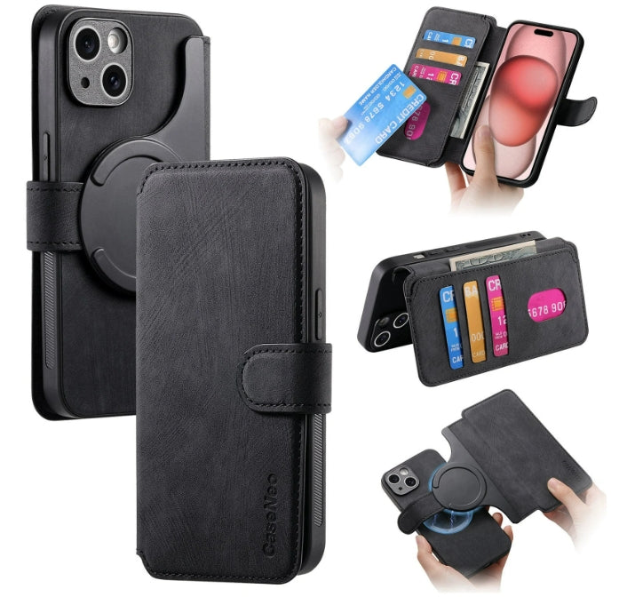 Leather Wallet Phone Case – Detachable Design & Wireless Charging Compatible