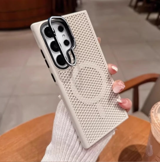 Honeycomb Mesh Heat Dissipation Lens Holder Phone Case For Samsung