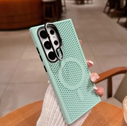 Honeycomb Mesh Heat Dissipation Lens Holder Phone Case For Samsung