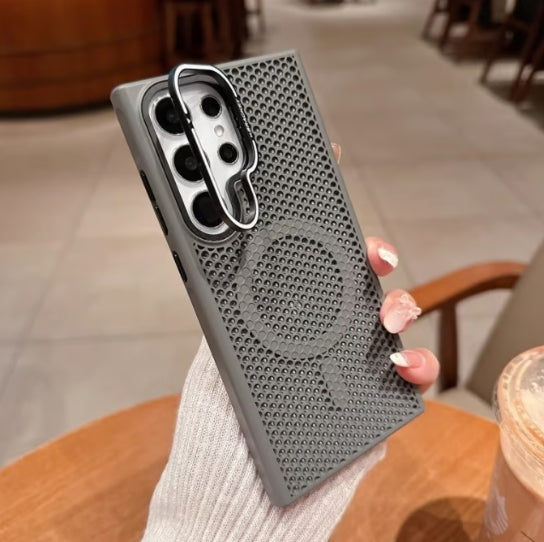 Honeycomb Mesh Heat Dissipation Lens Holder Phone Case For Samsung