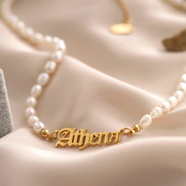 Personalized Pearl Name Necklace