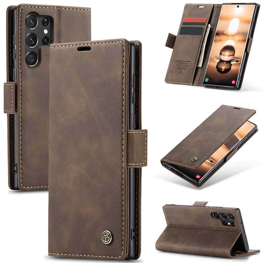 Luxury Leather Bracket Wallet Case For Galaxy A35