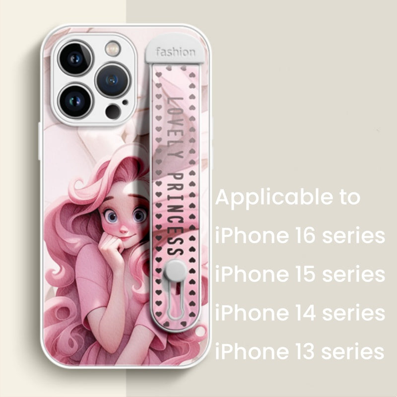 New lambskin lens full-cover wristband anti-fall mobile phone case