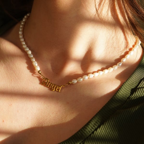 Personalized Pearl Name Necklace