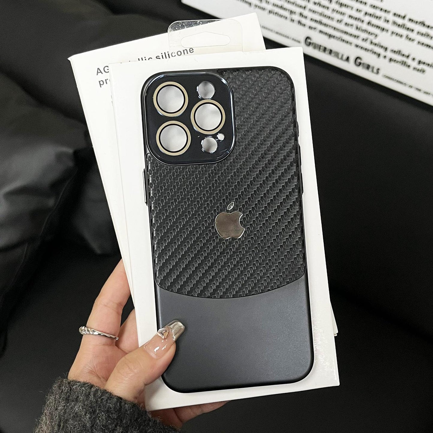 Carbon Fiber Patterned Double Leather Phone Case