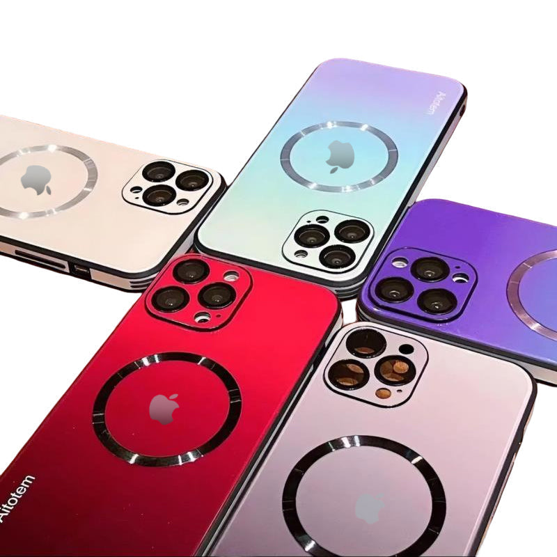 Gradient Magnetic Glass Protective Case For iPhone For iPhone 15 Series