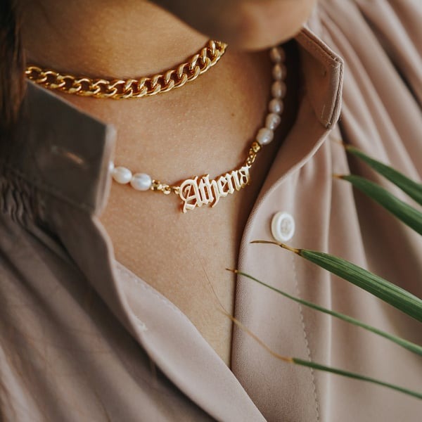 Personalized Pearl Name Necklace