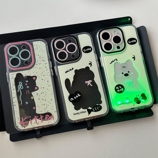 🔥HOT SALE🔥Glowing ink-splashing cat cases, suitable for iPhone 11/12/13/14/15, new style of personalized cartoon trend