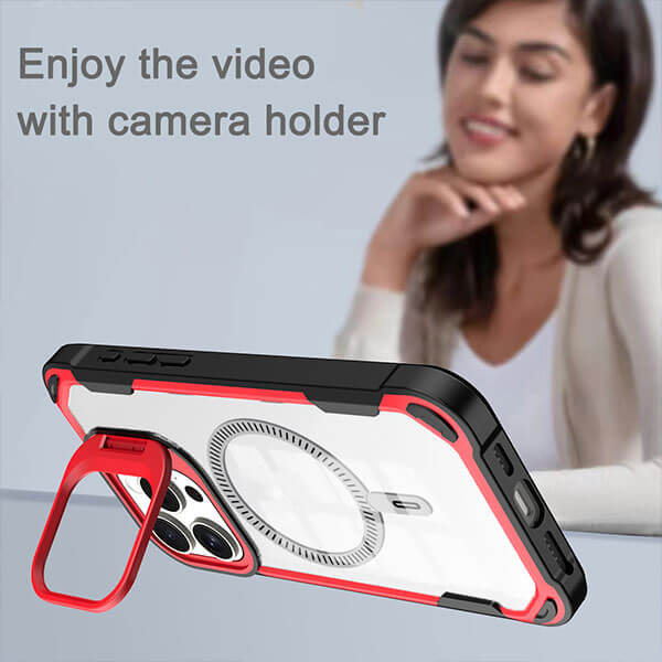 Anti-drop stand transparent magnetic phone case