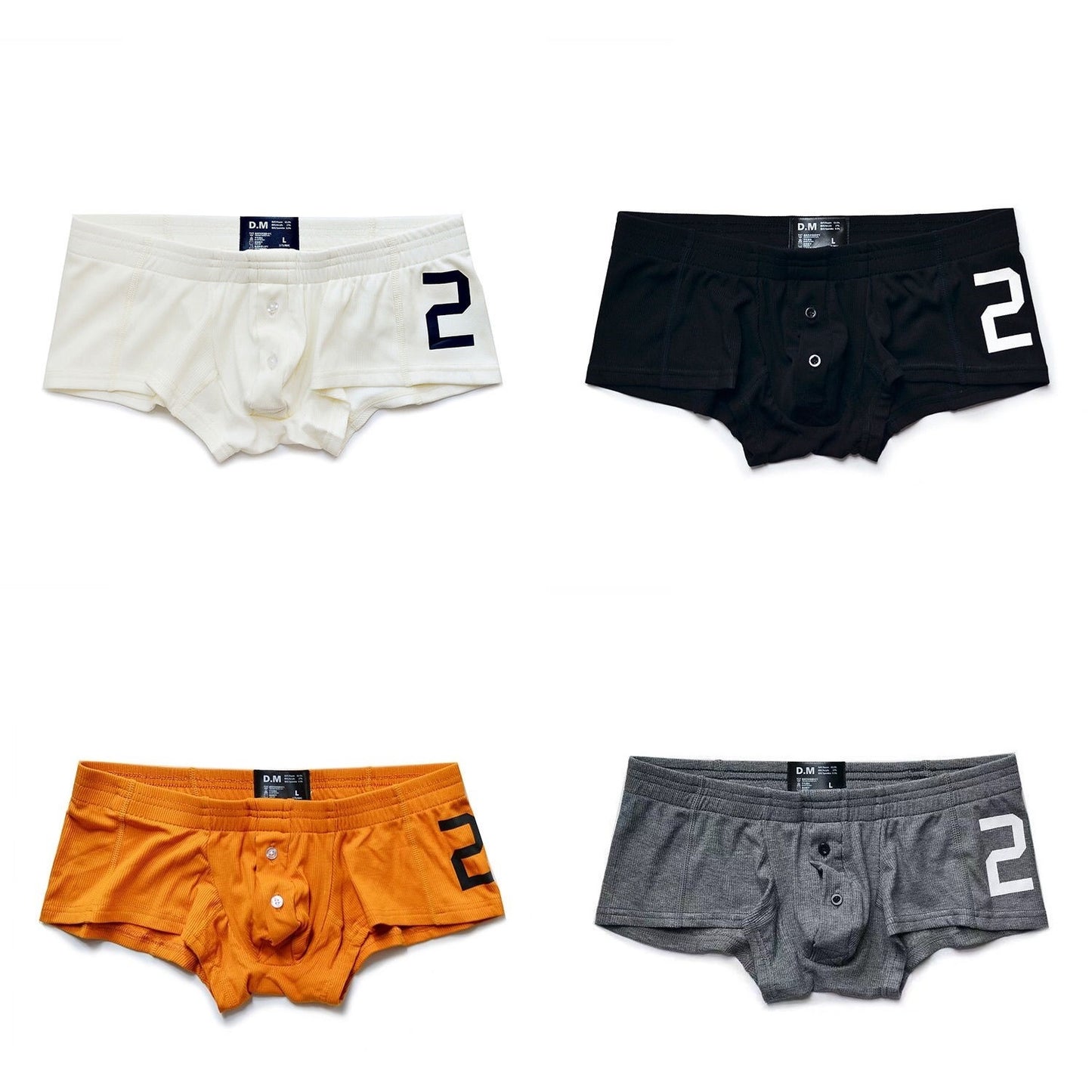 Men's sexy simple boxer briefs solid color button convex bag boxer briefs