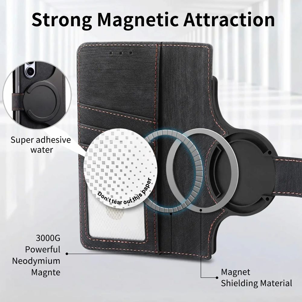 2 in1 Magnetic Zipper Leather Wallet  Phone Case