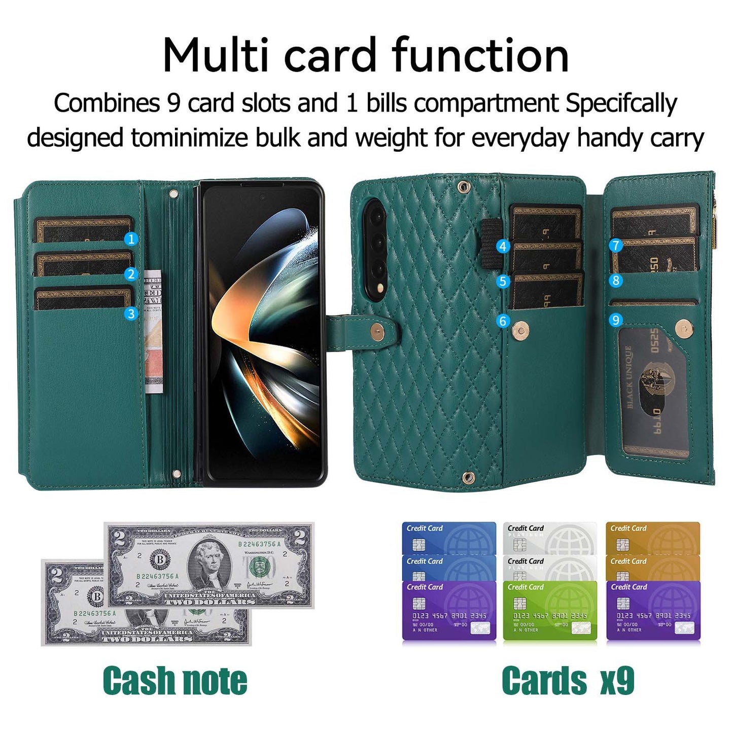 Lanyard Crossbody Rhombic Flip Wallet Case For Samsung Galaxy Z Fold4 Fold3 5G