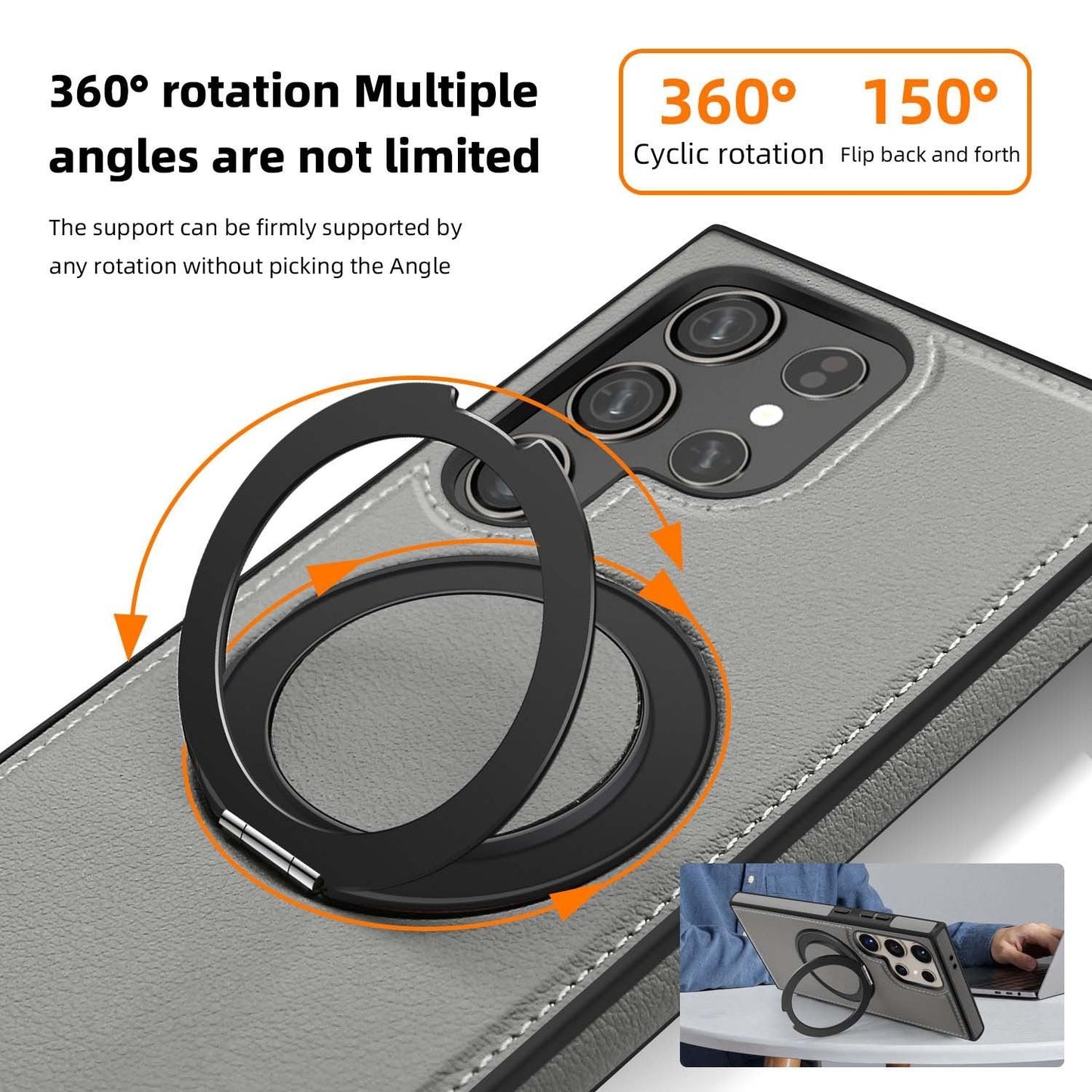 Samsung Magsafe Series | Swivel Stand Leather Case for Samsung S24 S23 S22 Ultra Plus