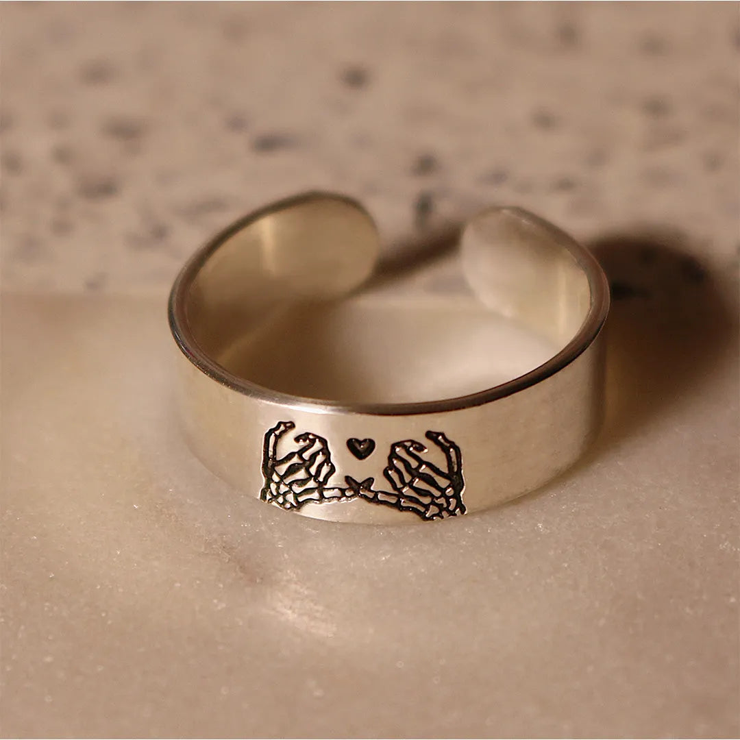 FOR FRIEND - S925 RIDE OR DIE SKELETON PINKY PROMISE RING