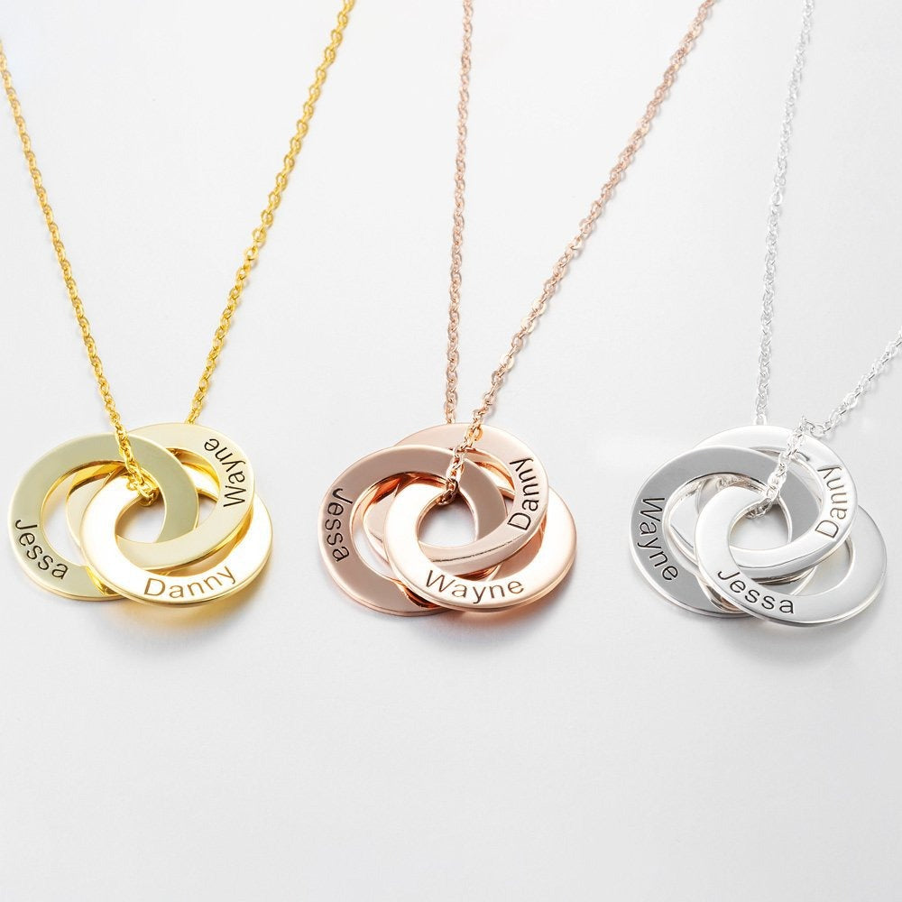 Minimalist Personalized Interlocking Circle Necklace