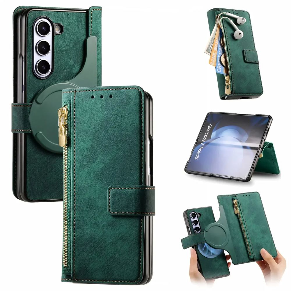 2 in1 Magnetic Zipper Leather Wallet  Phone Case