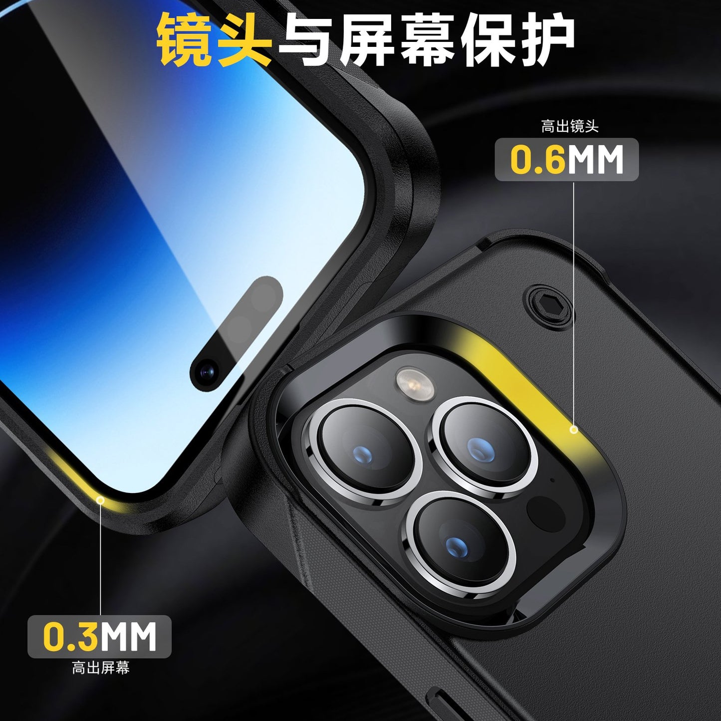Premium Solid Color Phone Case with Built-in Stand, Enhanced Drop Protection & Raised Edges for Camera and Screen