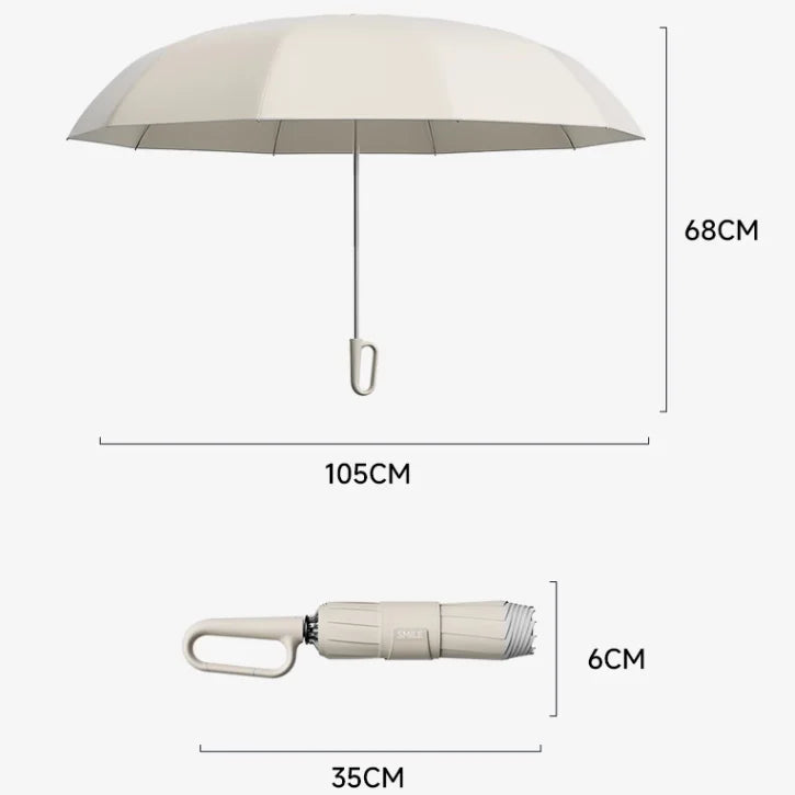 Sun & Rain, Ring buckle umbrella, Reflective Safety Strip, Sturdy Windproof, Travel Portable