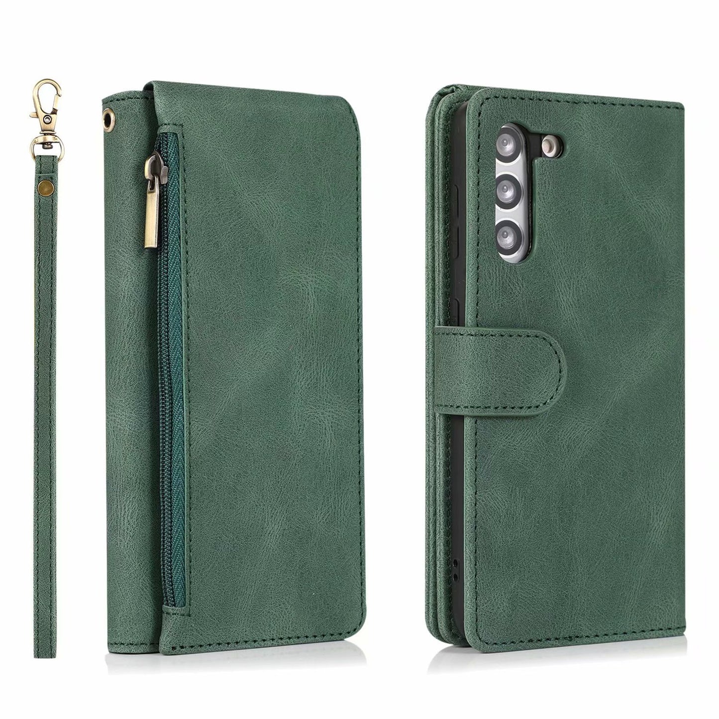 Leather Zipper Wallet Phone Case For Samsung A54