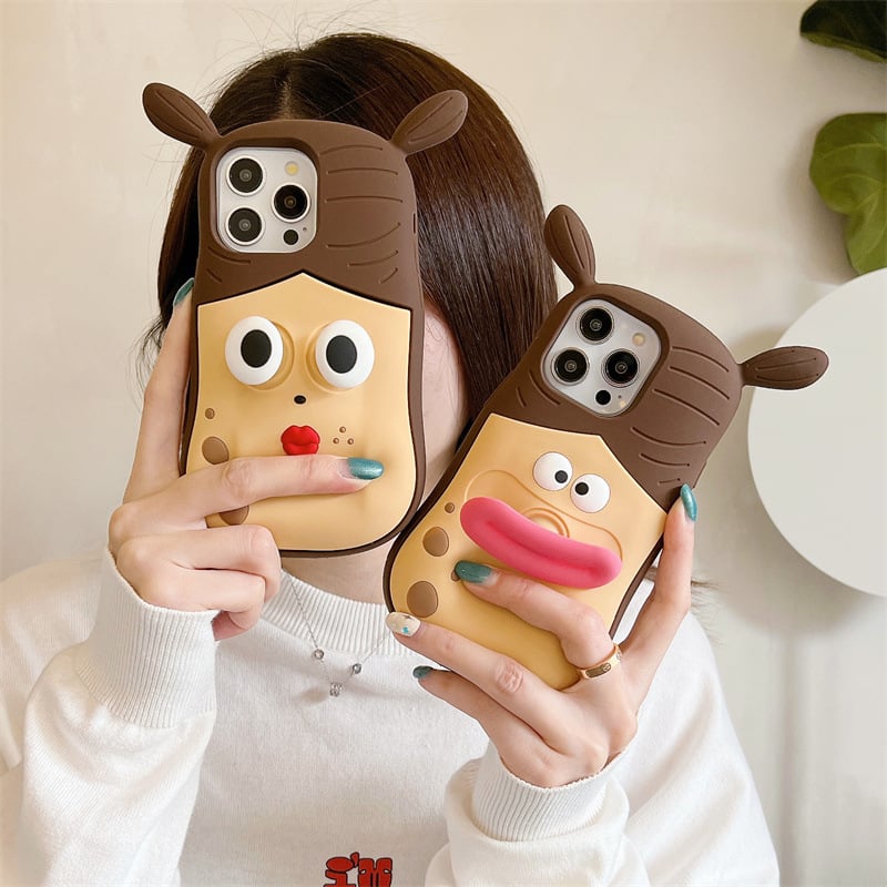 3D Cartoon Fun Braid Girl Super Thick Soft Silicone Phone Case for iPhone15promax