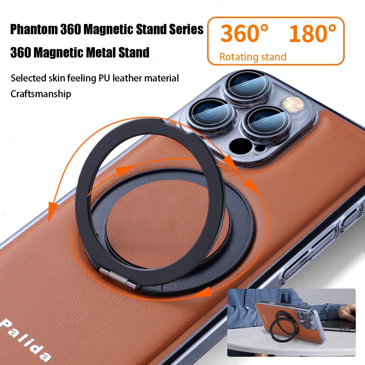 VERSATILEYUS TM  Magnetic rotating stand plating  fall protection case For IPhone16 15 14 13 Pro max Plus