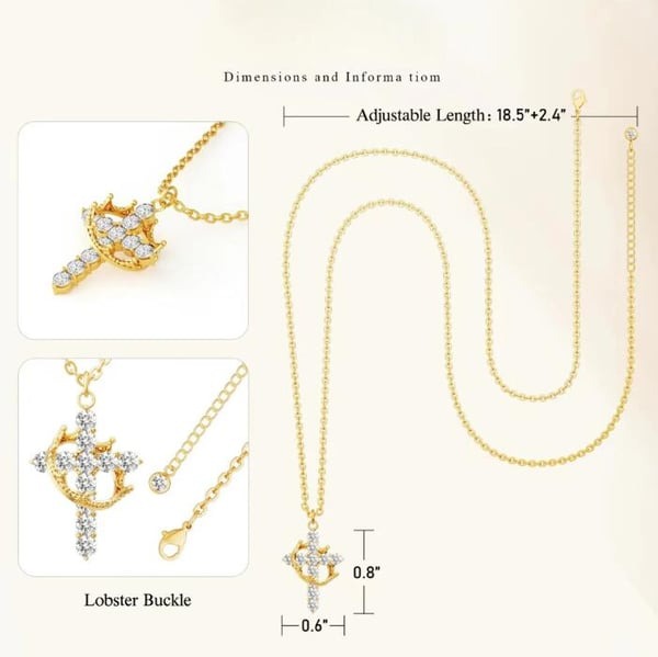 🎄Christmas Pre-sale🎁Paved Cross Rotated Crown Necklace