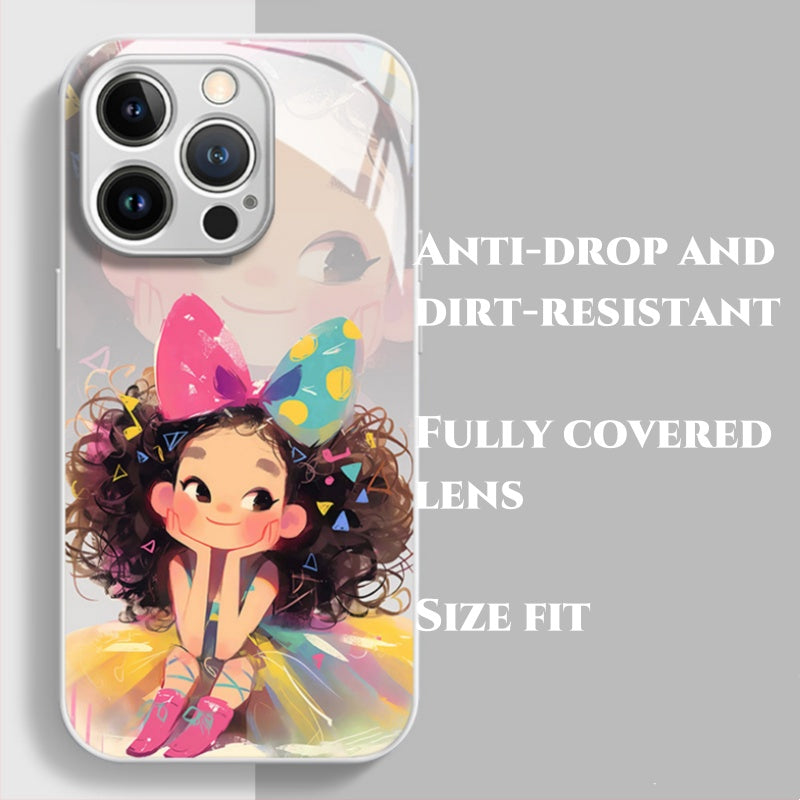 Graffiti Color Girl Glass Full Cover Phone Case