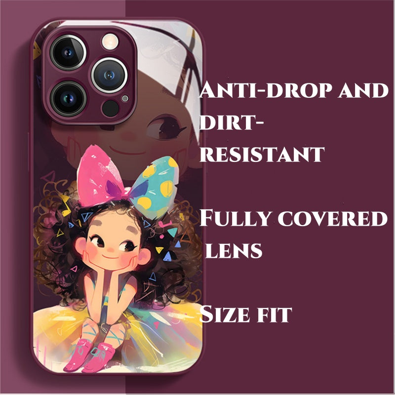 Graffiti Color Girl Glass Full Cover Phone Case