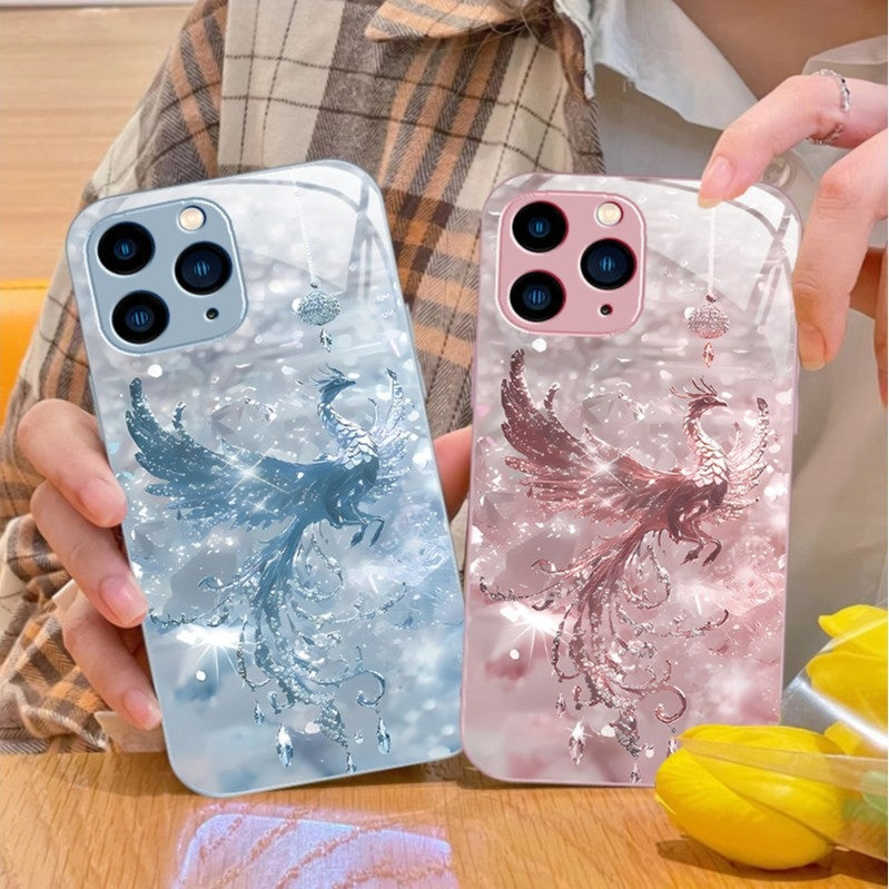 Shiny Phoenix Magsafe Tempered Glass Phone Case