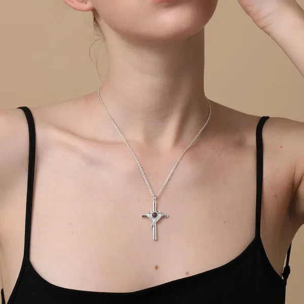 Heart -Shaped Cross Bible Verse Projection Necklace