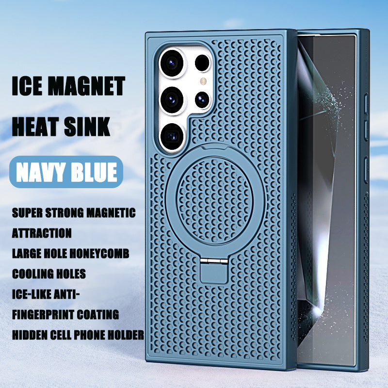 Suitable For Samsung S24/S23/S22 Mobile Phone Case Cooling Magnetic Bracket Breathable Honeycomb