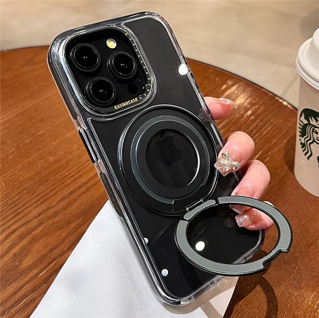 Luxury Magsafe Magnetic Transparent 360°Rotating Holder Stand Phone Case