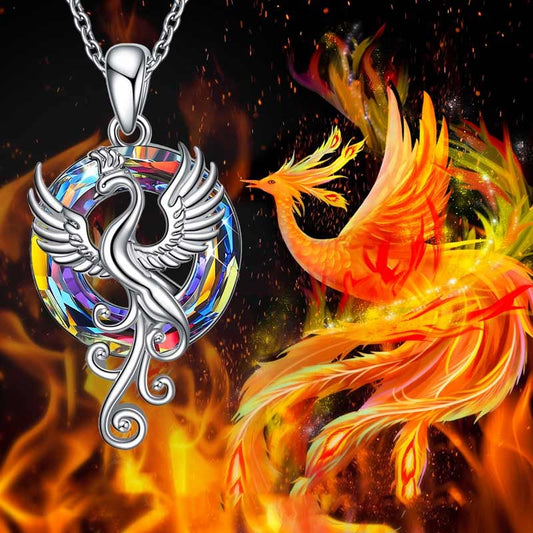 The Fire inside Me  Burns Brighter  than the Fire around Me Flying Phoenix necklace