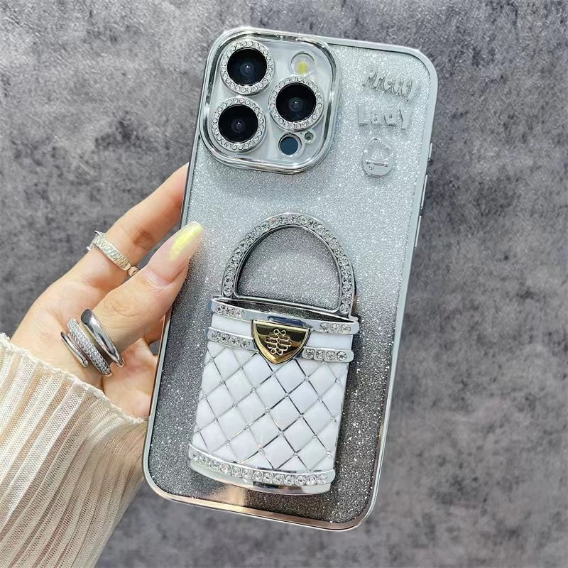 Comes with lens film flash diamond holder makeup mirror iPhone protective case