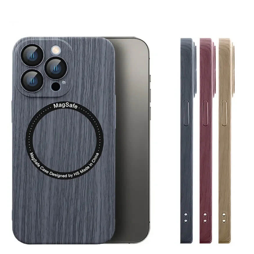 Wood grain magnetic phone case