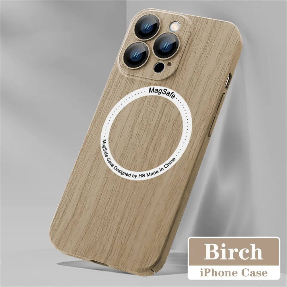 Wood grain magnetic phone case