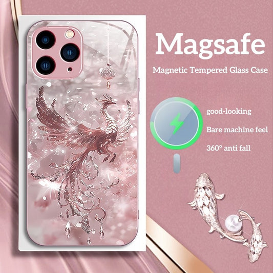 Shiny Phoenix Magsafe Tempered Glass Phone Case