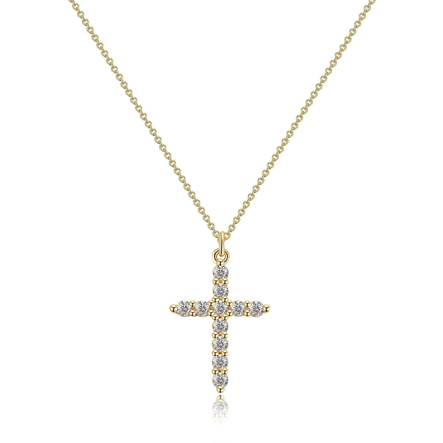 Paved Cross Rotated Crown Necklace