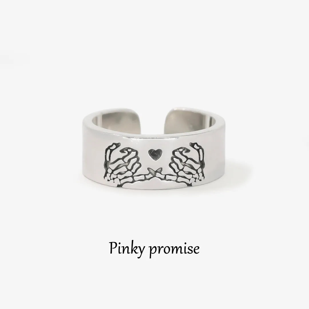 FOR FRIEND - S925 RIDE OR DIE SKELETON PINKY PROMISE RING