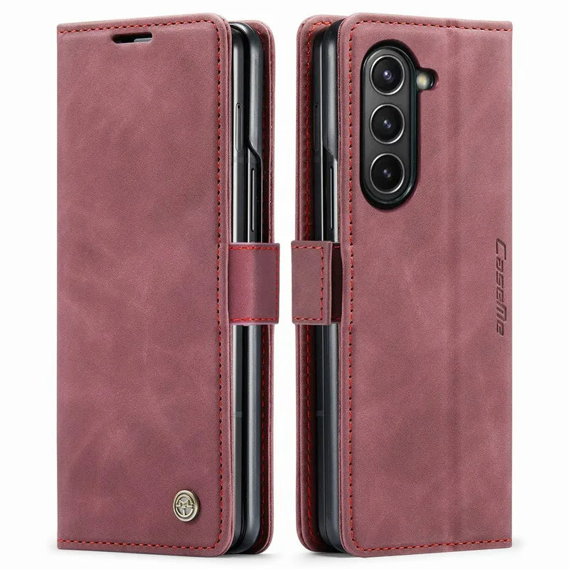 Luxury Matte Magnetic Buckle Leather Wallet Phone Case