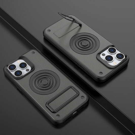 Suitable For Apple Iphone15 Mobile Phone Case Carbon Fiber Invisible Bracket Protective Cover