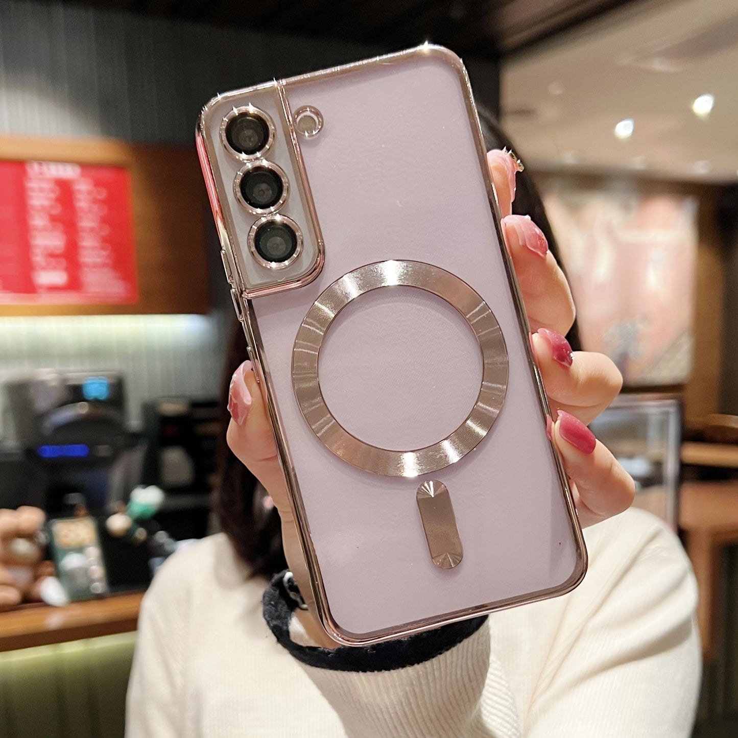 CD Pattern Lens Film Magnetic Phone Case For Samsung