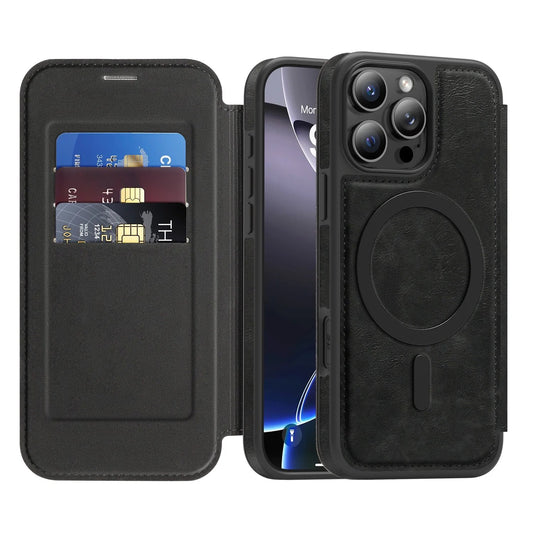 MagSafe Leather Flip Wallet Case for iPhone