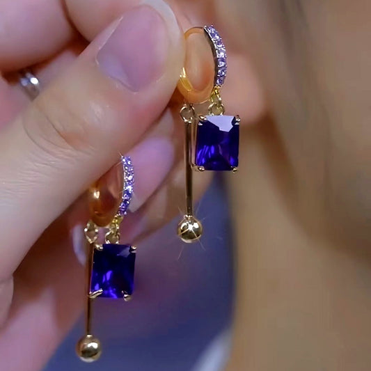 💝14K Gold-Plated Luxury Crystal Square Earrings-BUY 1 GET 1 FREE