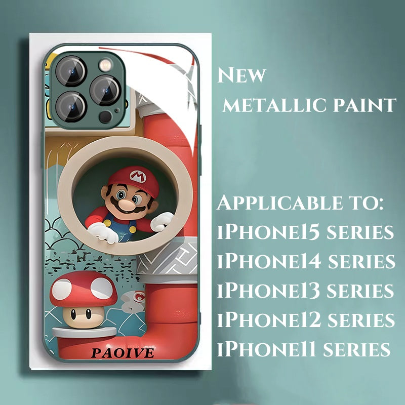 Popular Mushroom Mario Liquid Glass Anti-fall Phone Case