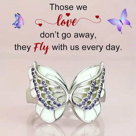 FOR MEMORIAL - DIAMOND DOUBLE BUTTERFLY RING